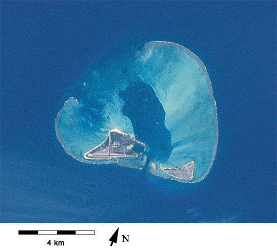 View of Midway Atoll from Space Shuttle