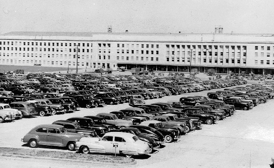 Part of the south parking area of the completed Pentagon