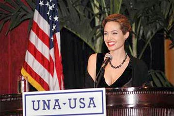 UN refugee agency Goodwill Ambassador Angelina Jolie receives the the 2005 Global Humanitarian Action Award