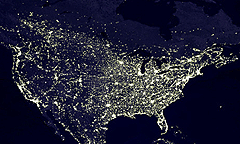 Image of lights at night from NGDC/NOAA