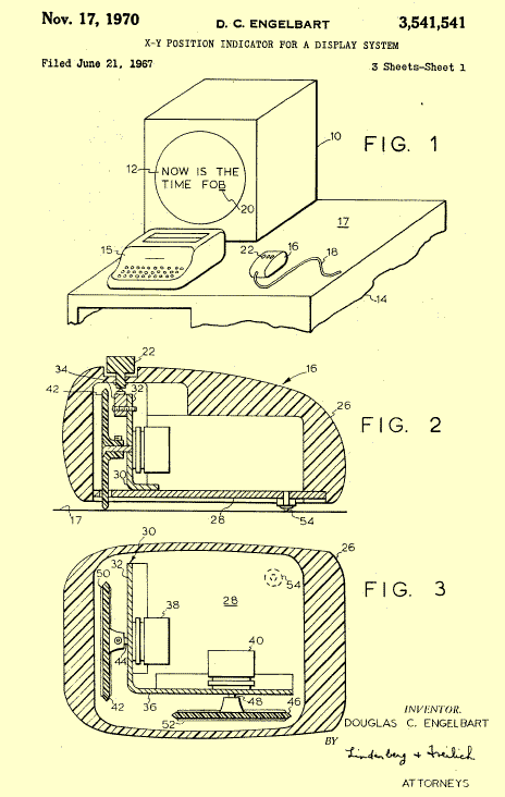 Doug Engelbart invents the 'X-Y Position Indicator for a Display System', known today as the mouse.