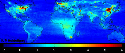 Global air pollution map produced by Envisat's SCIAMACHY