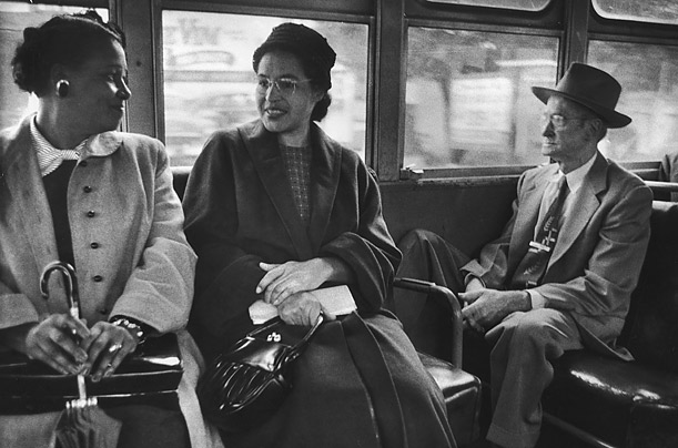 Rosa Parks refused to change seats in a Montgomery, Alabama, bus.