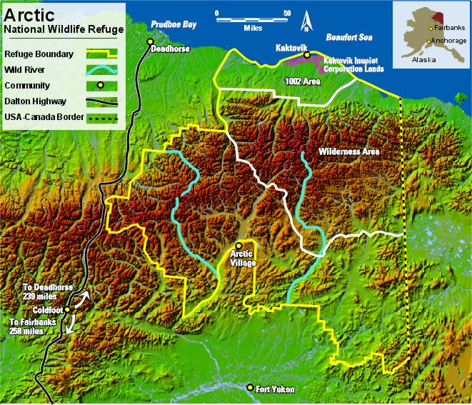 The Arctic National Wildlife Refuge is located in northeastern Alaska